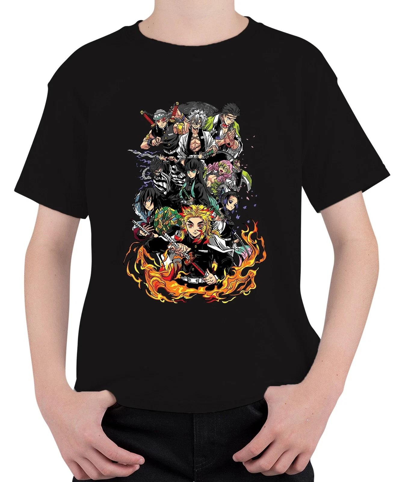 Demon Slayer Rengoku Tanjiro Nezuko Gruppe Feuer Anime Vintage Unisex Kinder T-S L