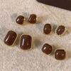 Coffee Women Fashionable Earrings Simple Exquisite Square Geometric Pattern New Style Jewelry Birthday Party Gifts