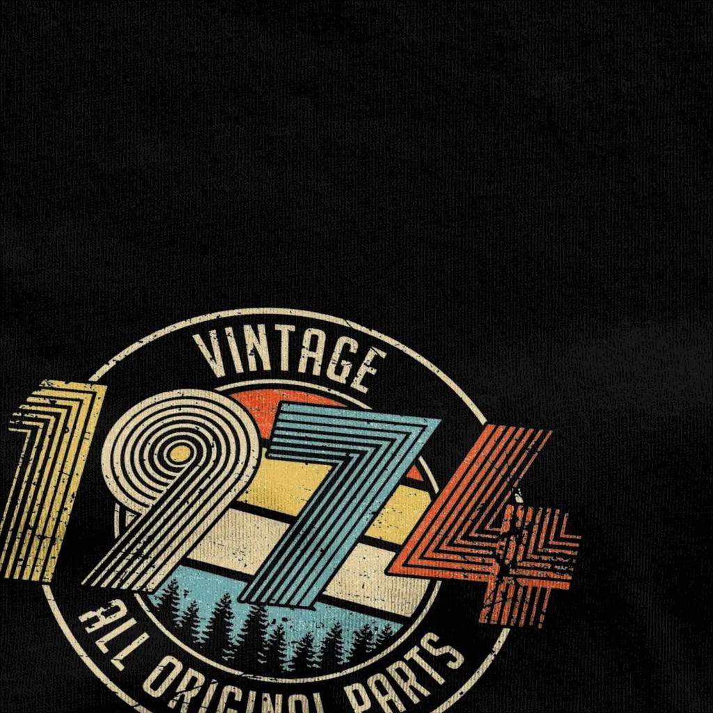 Men Women Vintage 1974 All Original Parts 50th Birthday Gifts Shirts Merch  50 Years Old People T Shirts Tee Clothes