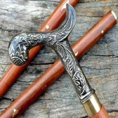 Gehstock aus Holz mit Derby-Griff aus massivem Messing, Halloween-Gehstock