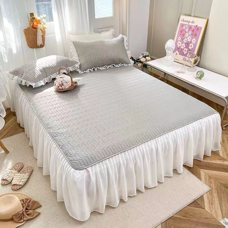 Bed Skirt Pillowcase Three-piece Latex Mat Non-slip Bedroom Simple Bedding