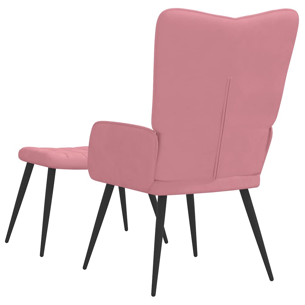 Vidaxl Armchair with Footrest, Pink, Upholstered In Velvet