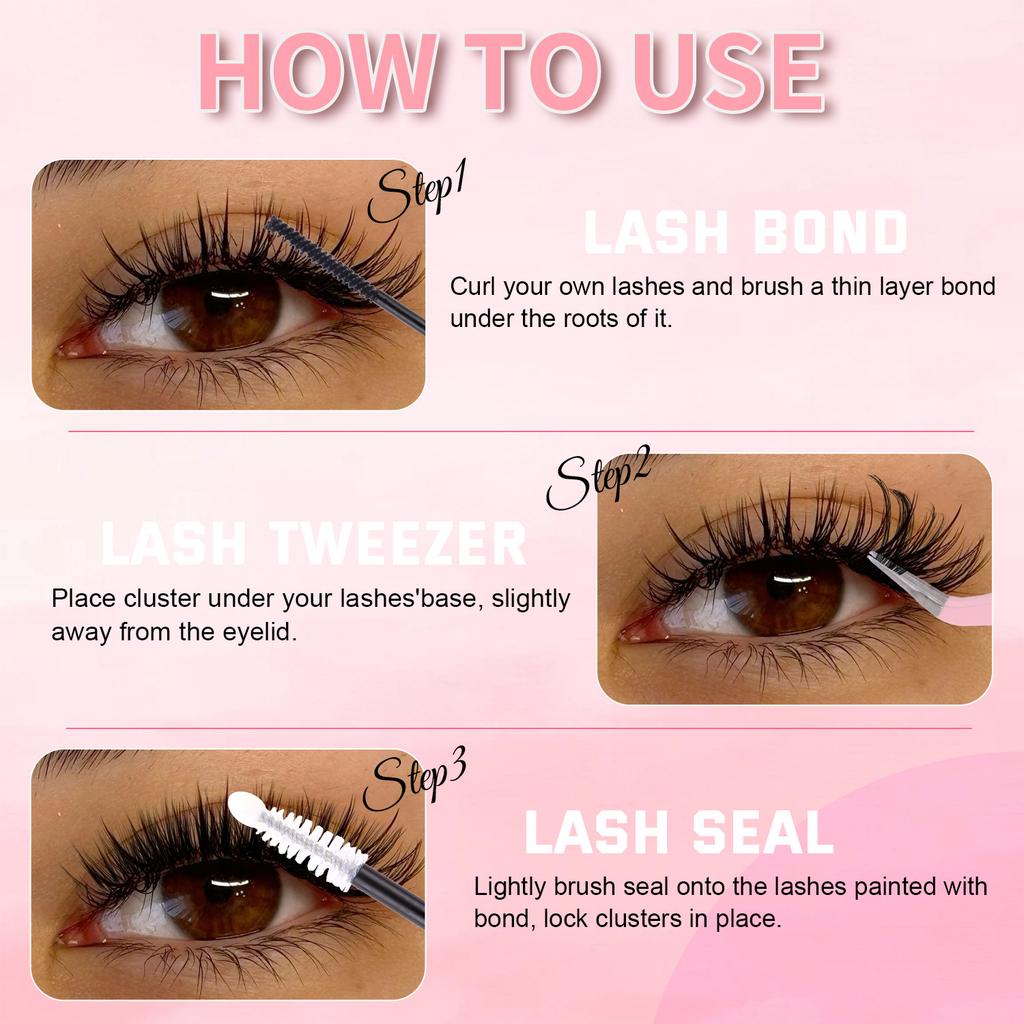576 Clusters Of Single-Cluster False Eyelashes 8-16Mmdiy Segmented Natural Dense D-Curve Self-Grafting