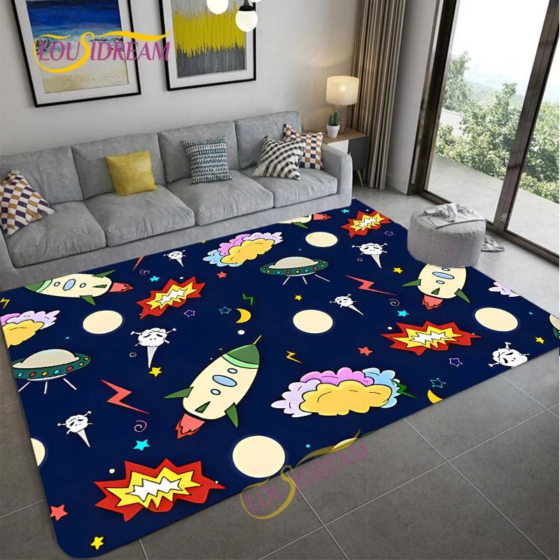 Cartoon Space Universe Planet Carpet for Living Room Bedroom Sofa Area Rug Kitchen Door Un-slip Floor Mat Alfombra Birthday gift