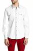 Party Stylish Lambskin 100%Leather Real Handmade Men Shirt Formal White Casual