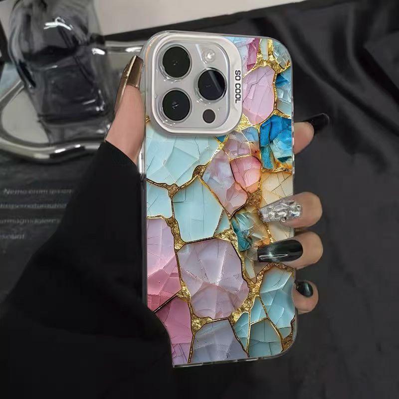 Advanced Colored Gemstone Colored Silver Shell Suitable for Apple 16 15 14pro Mobile Phone Case 15promax13 12 11X