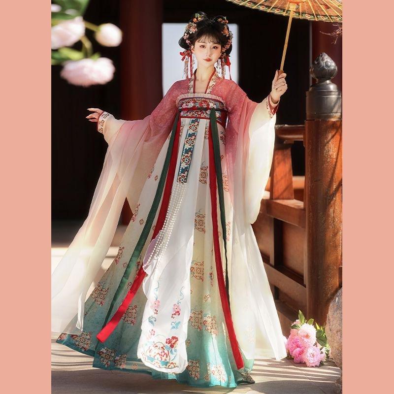 Women's Tang Dynasty Hanfu Set, Exquisite Embroidery Ruqun Skirt & Cardigan, Elegant Fairy Tale Daily Outfit
