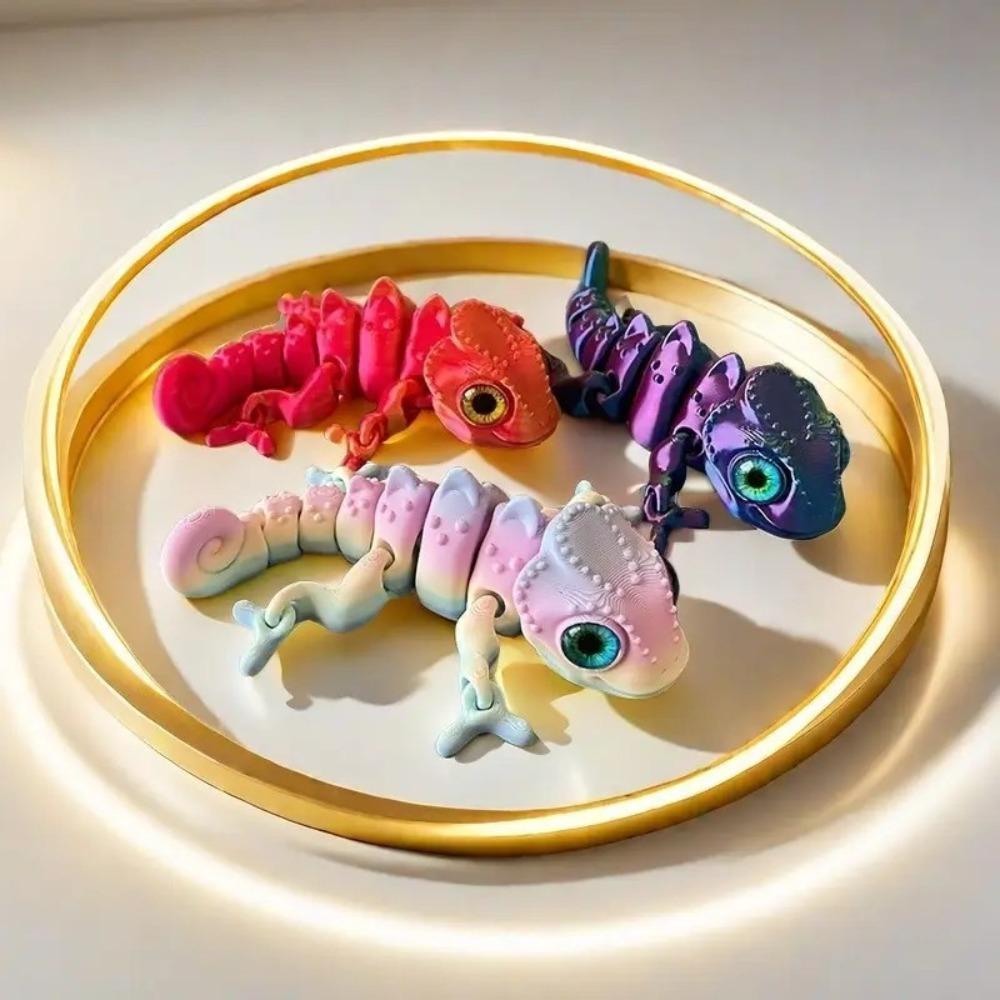 3D Printing Chameleon Figures Multi-joint Movable Simulation Eyes for Home Accessories Kids Toys Gift Living Room Decoration