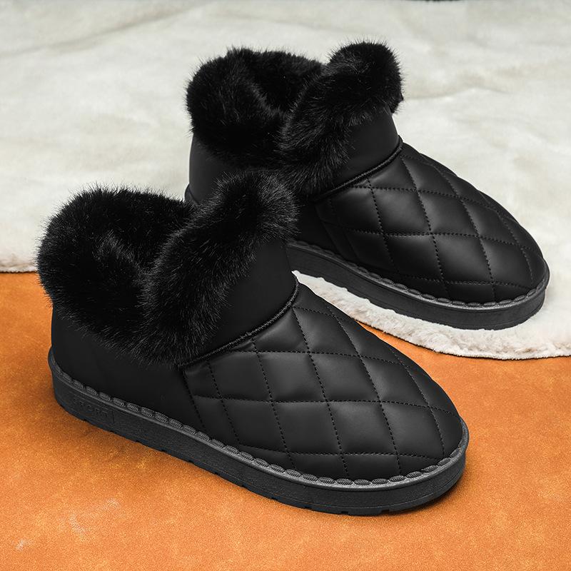 Thick-soled snow boots winter new short tube thickened velvet warm waterproof and non-slip moisture cotton shoes
