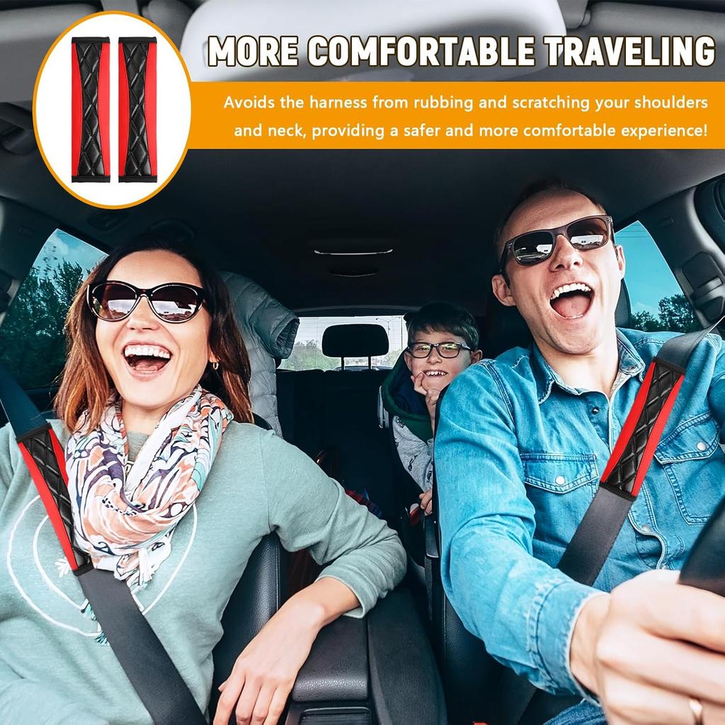 2PCS Car Seat Belt Cover Pad,Soft Leather Seatbelt Covers for Car,Seatbelt Shoulder Strap Protector,Vehicle Shoulder Pad Cushions,Universal Auto Safe
