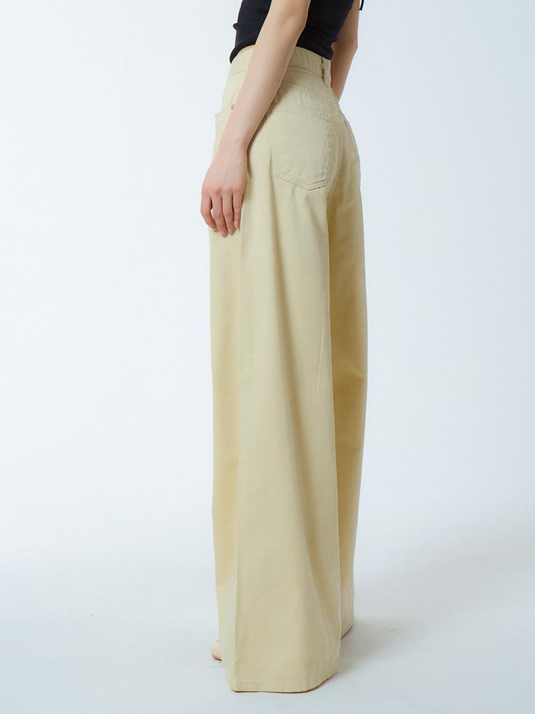 UNKNOWN PLANET Wide Flare Cotton Pants Cream Beige