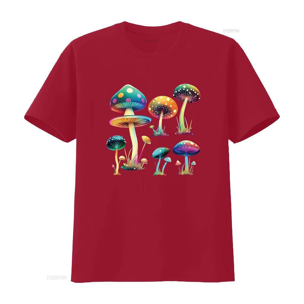 Mushroom Cute Cottagecore Aesthetic Hippie Womens T Shirt Black Vintage Washed Unisex Versatile Breathable Streetwear Fashion