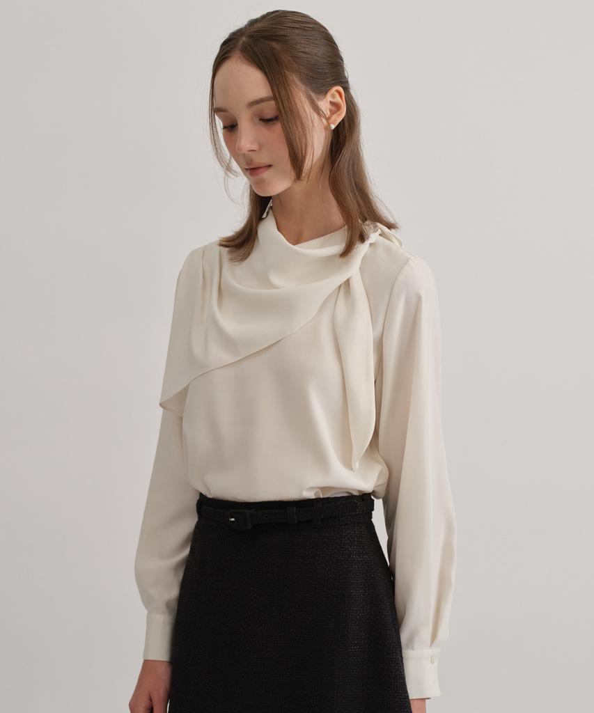 TOWAV Lu Ruffle Tie Blouse_Cream