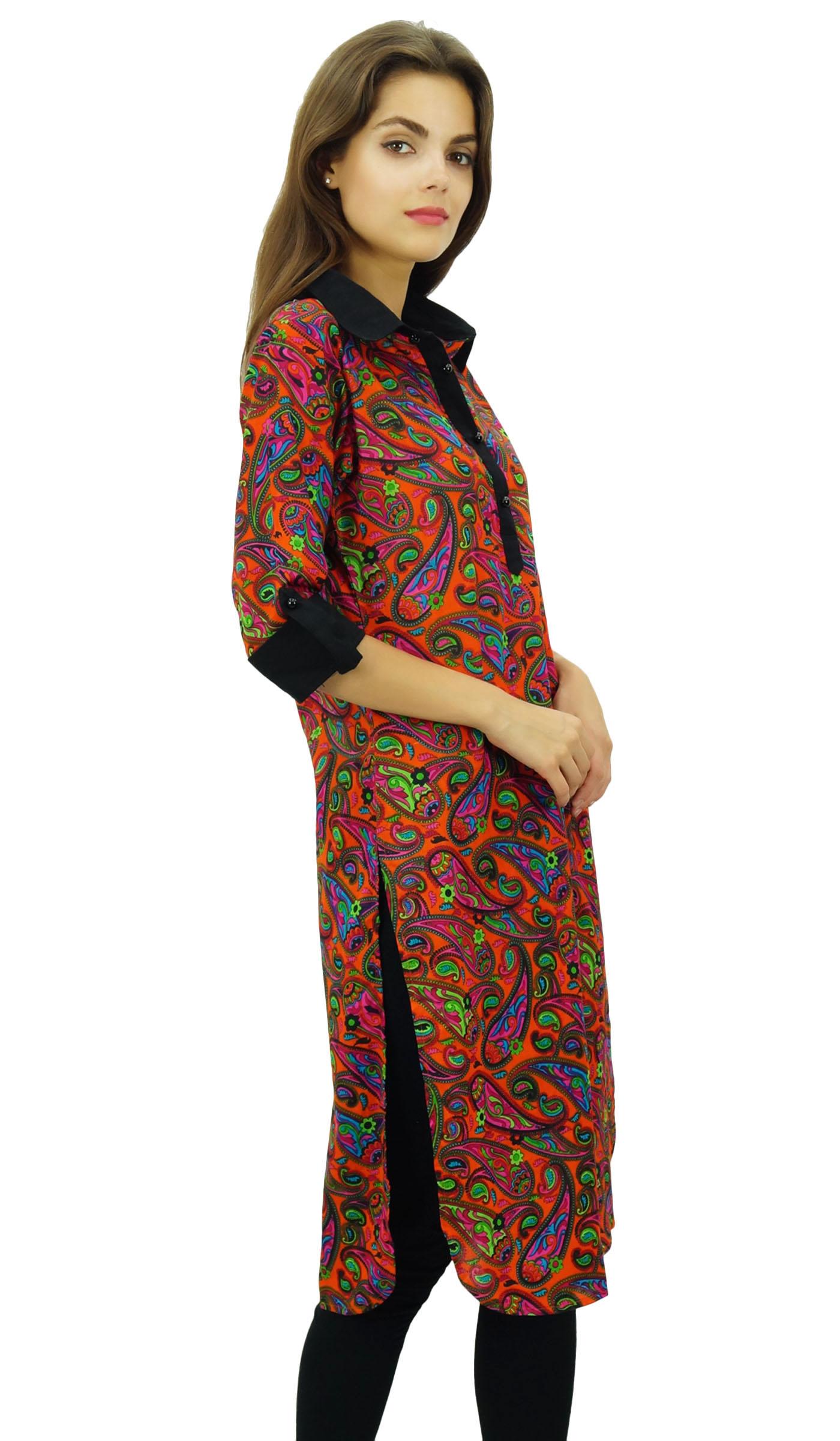 

Phagun Designer Straight Printed Tunic Chic Collar Kurti Casual Cotton 8 різнокольоровий
