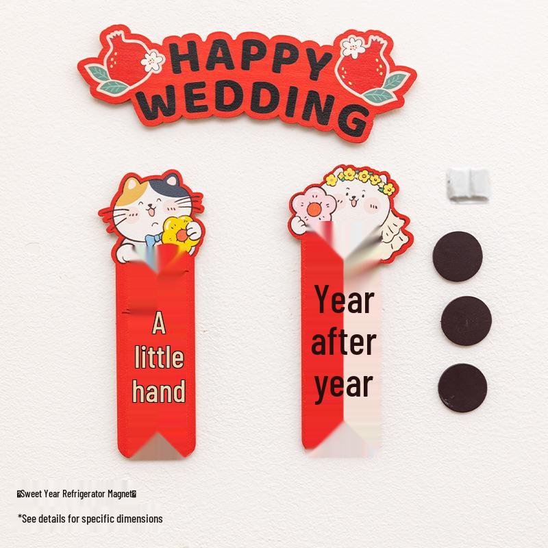 3D Red  Xi  Character Wedding Magnet Ornament