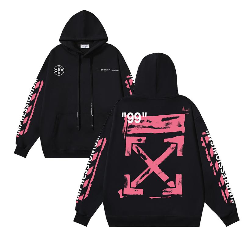 1088 Off-White 2025 Podzim/Zima Nové 99 Digitální Růžové Šipky Graffiti Tištěné Pánské a Dámské Mikiny
