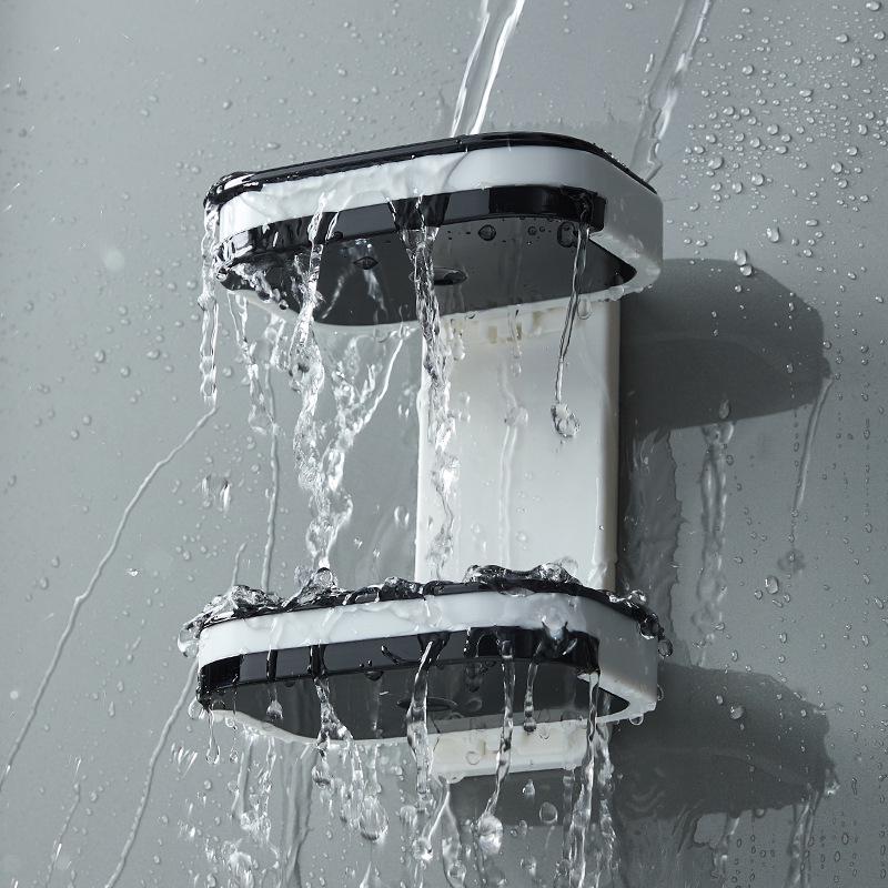 Premium Wall-Mounted Traceless Drainage Double-Layer Soap Rack
