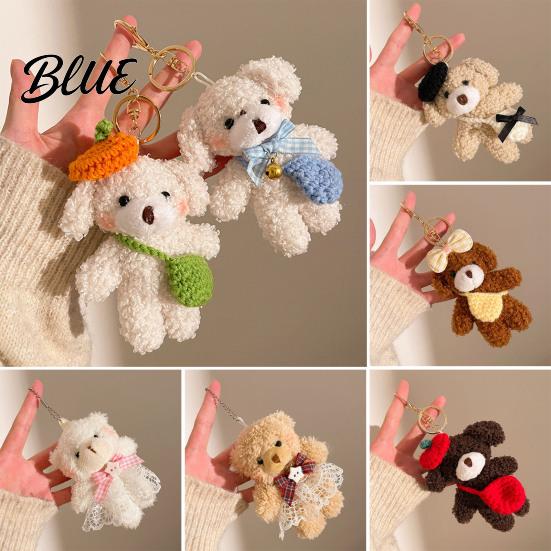 Fashionable Bear Charm Plush Keychain, Cute Puppy Bag with Portable Decoration Crocheted Accessories, Stuffed Animal Pendant for Women Girls Backpack