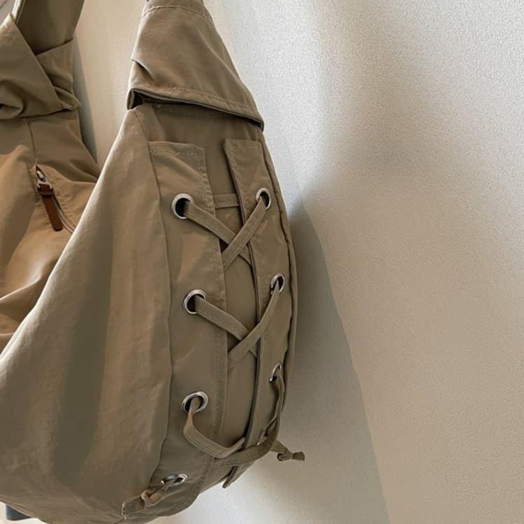 Simple Nylon Drawstring Tote Bag Women's Shoulder Bag