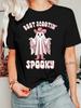 Halloween Cowboy Womens T Shirt Boot Scootin Spooky Cute Ghost Western Style Cartoon Graphic Short Sleeve O Neck Daily Wear Tops
