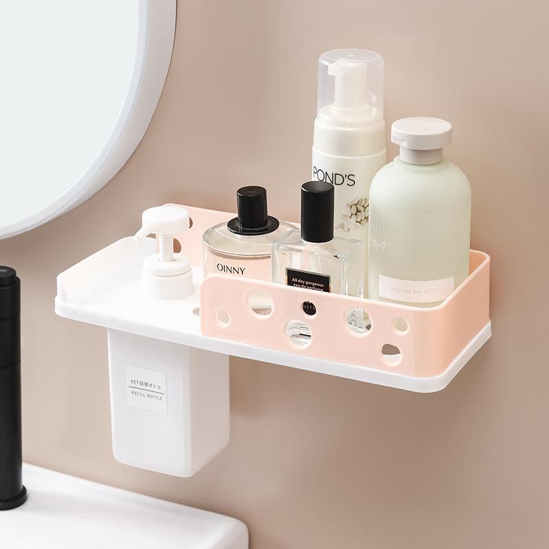 Bathroom Toiletries Storage Racks Punch-Free Wall Mounted Sundries Organization Plastic Shelf Home Toilet Fragrance Holders
