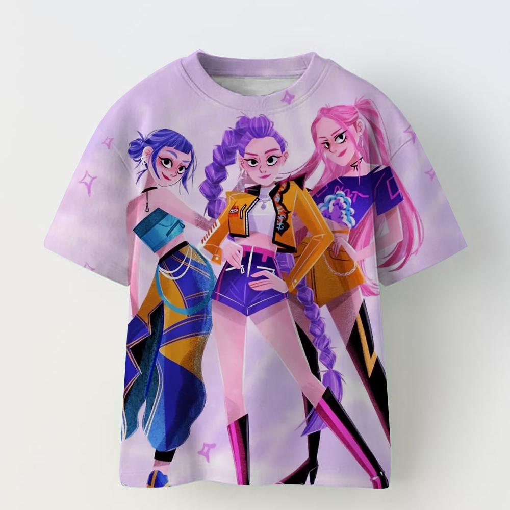 Hot sale girls' witch hunting team children's heart-shaped pattern short-sleeve soft T-shirt fashion