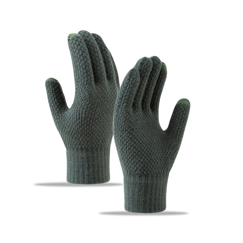 Touch Screen Gloves Winter Warm Knitted Velvet Thickened Windproof Cycling Men and Women Cold-proof Wool Simple Gloves