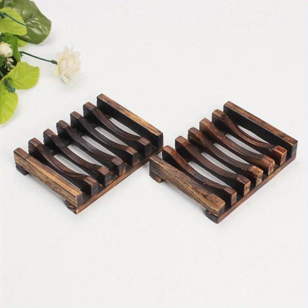 1Pcs Wooden Natural Bamboo Soap Dish Tray Holder Storage Soap Rack Plate Box Container For Bath Shower Plate Bathroom