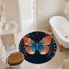 Flower Butterfly,Round Area Rug,Carpet Rug for Living Room Bedroom Sofa Playroom Decor,Non-slip Floor Mat
