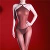 Women 640 Pin High Density Bodysuit Oil Shiny Elastic Tights Open Crotch Yoga Shaping Jumpsuit High Collar Maid Leotard Leggings