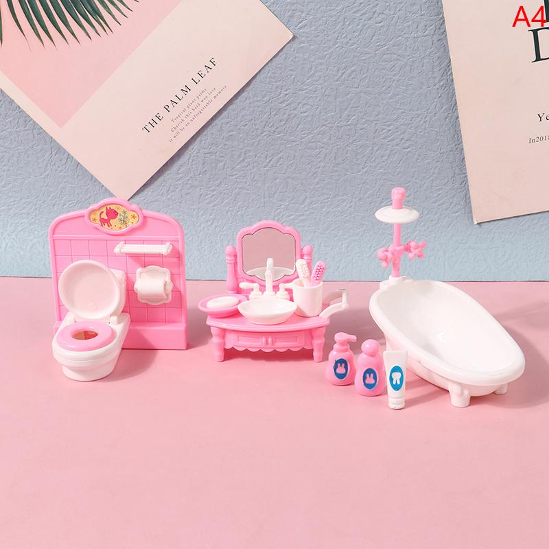 4/7/10/11Pcs Miniature Dollhouse Furniture Accessoies Kid Toys Kitchen Bedroom Living Room Bathroom Cooking Things For Doll Game