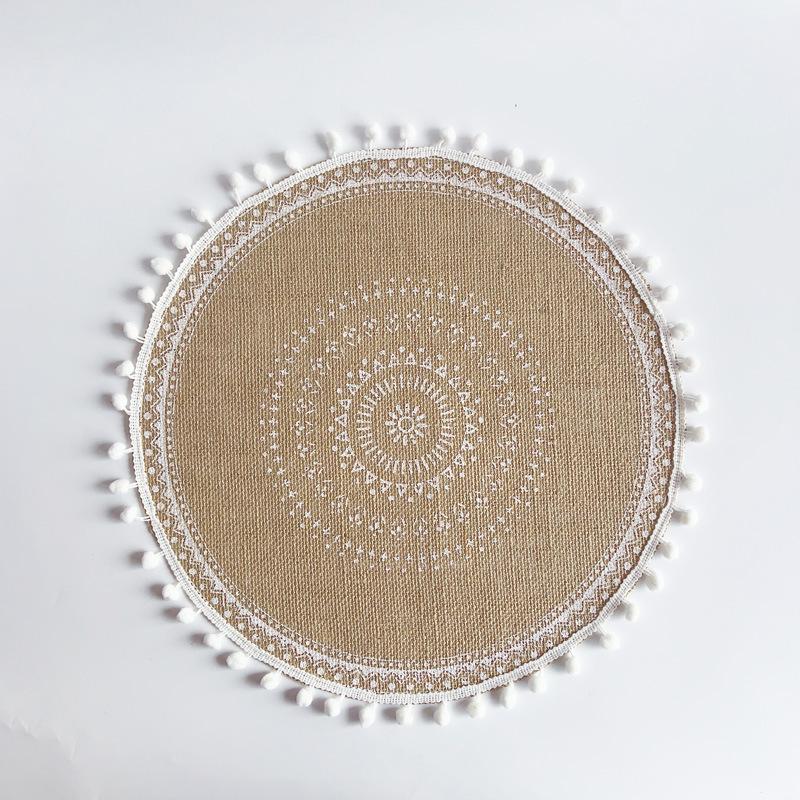 Round Embroidery Lace Table Placemat Nordic Style Non-Slip Placemat Heat Insulation Furniture Decoration Mat Coffee Cup Mats