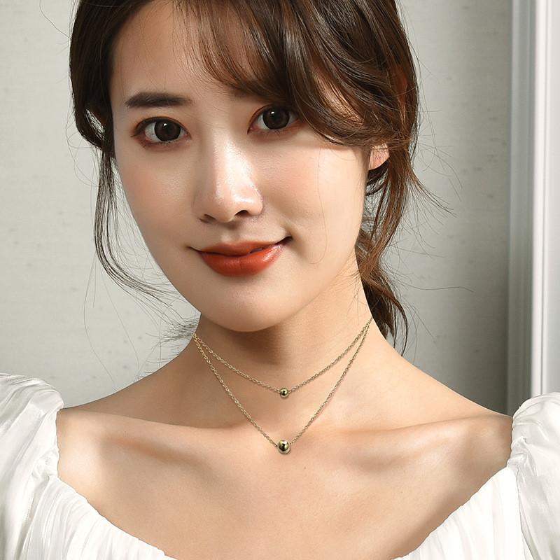 Elegant Minimalist Korean Style Titanium Steel Necklace With Gold Plating For Women