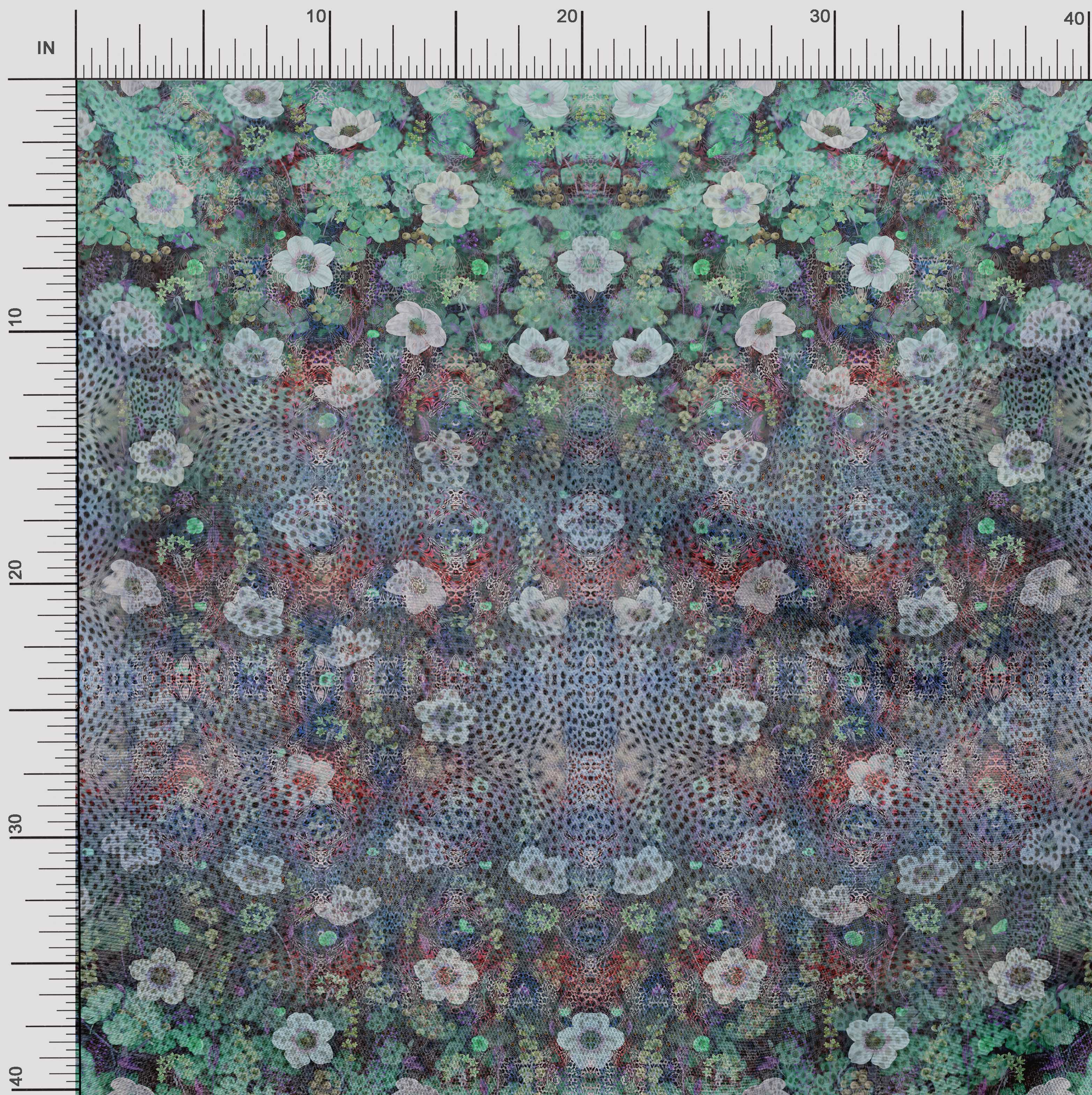 

Японська креп-атласна тканина Soimoi з квітковим і леопардовим принтом Швейна тканина, метр 42 дюйма 42 Inch Wide - Poly Crepe зелений