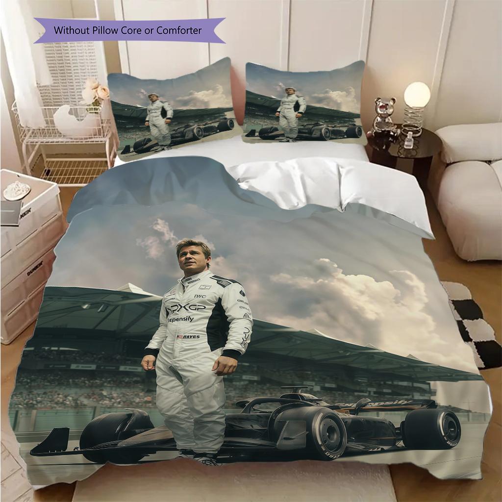 Brad Pitt's F1 Thrill Ride Enthüllt Dreiteiliges Set 1 Bettbezug 2 Kissenbezüge Ohne Füllung Bettbezug Und Kissenbezüge