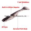 7cm Fish Eye T-tail Soft Lure, Two-color Wave Pattern, for Grouper & Mandarin Fish, 2.8g Artificial Bait