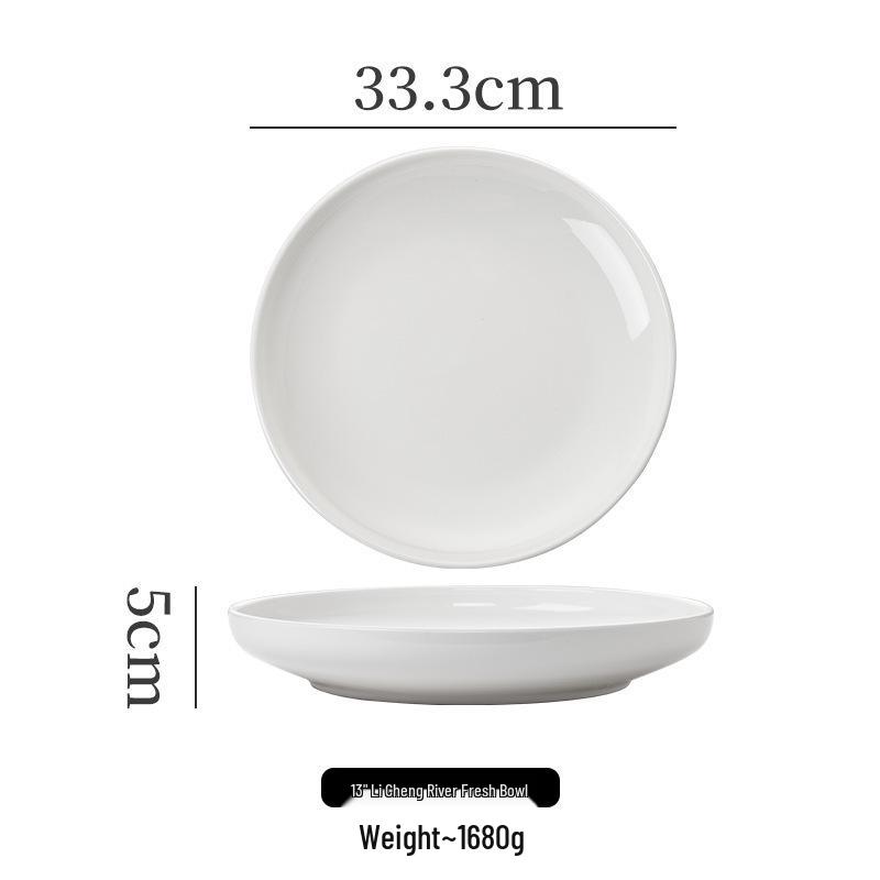White High-Footed Ceramic Soup Bowl - Deep Plate for Home or Hotel Use