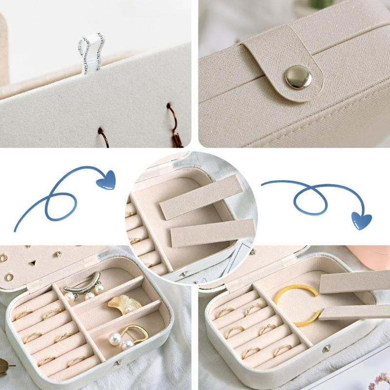 1 Stück Tragbare Schmuckaufbewahrungsbox Reise-Organizer Schmuckkoffer Lederaufbewahrung Ohrringe Halskette Ring Schmuck-Organizer Auslage