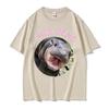 Moo Deng Bouncy Pig in Thai Picture The Cute Baby Hippo Funny Meme T Shirts Unisex Women Casual 100 Cotton Oversized Tshirt Tops