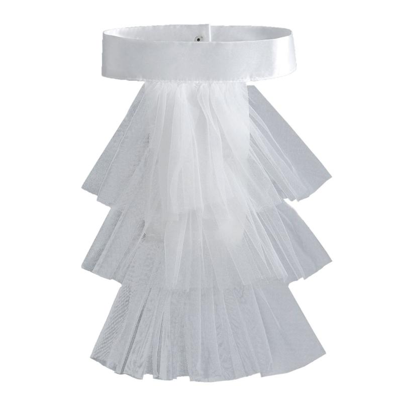 Elegant Victorian Costume Collar Ruffled Lace Jabot Neck Collar for Halloween Parties Cosplay Vampires Costume Collar