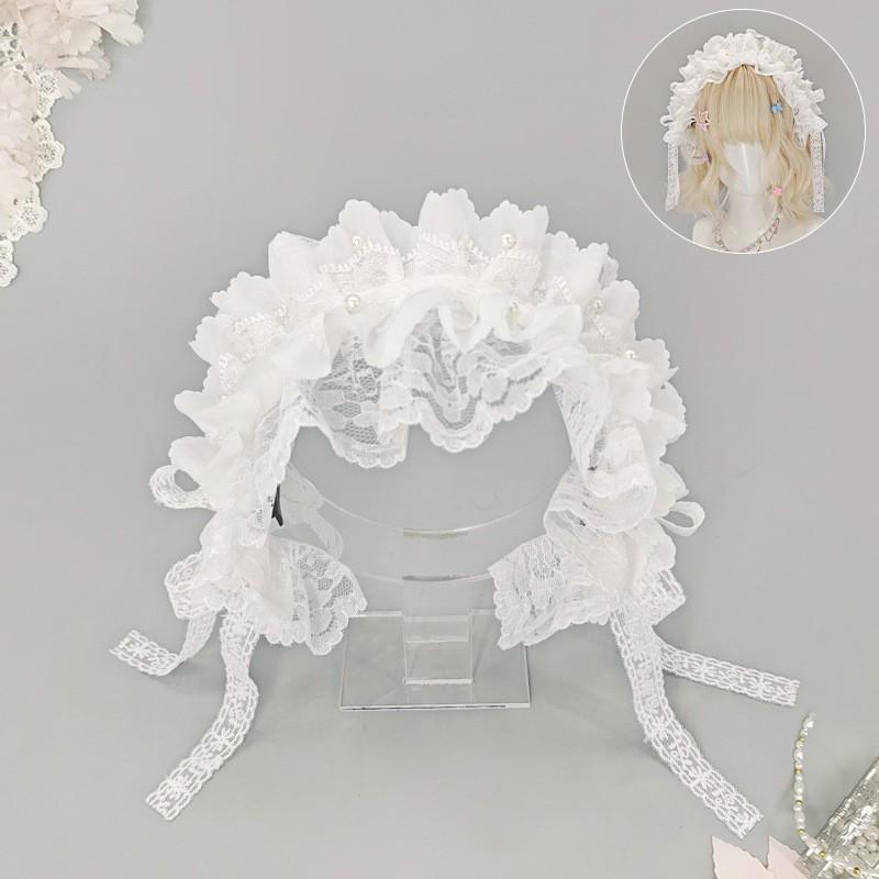 Sweet Lolita Hairband With Bow Lace Trim - Handmade Wide Headband Cosplay Anime Con Y2K Fashion