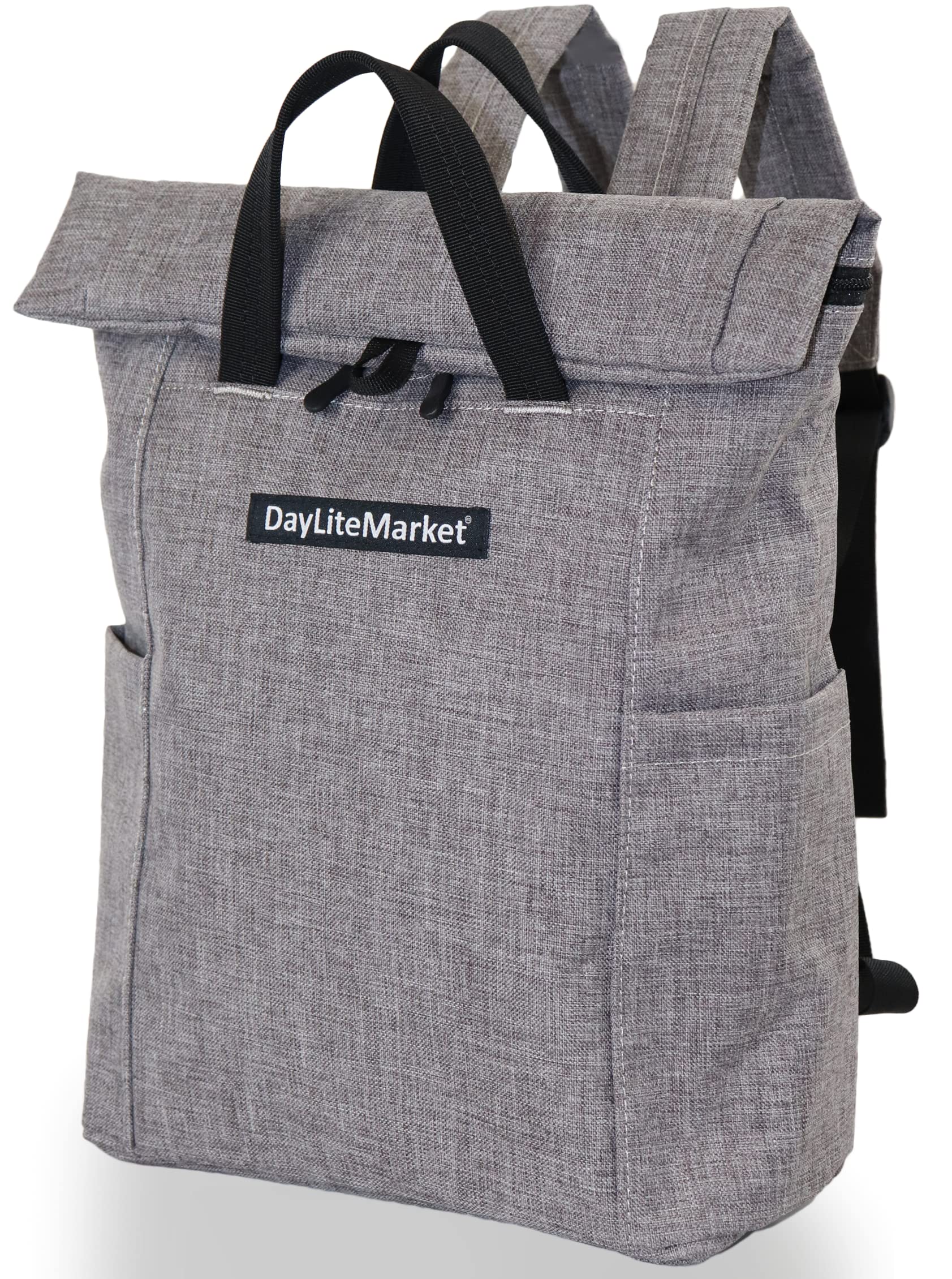 

Женский легкий мини-рюкзак DayLiteMarket с закруткой и логотипом-коробкой, нейлон, легкий, многофункциональный, водоотталкивающий, DLM-350 (Серый)