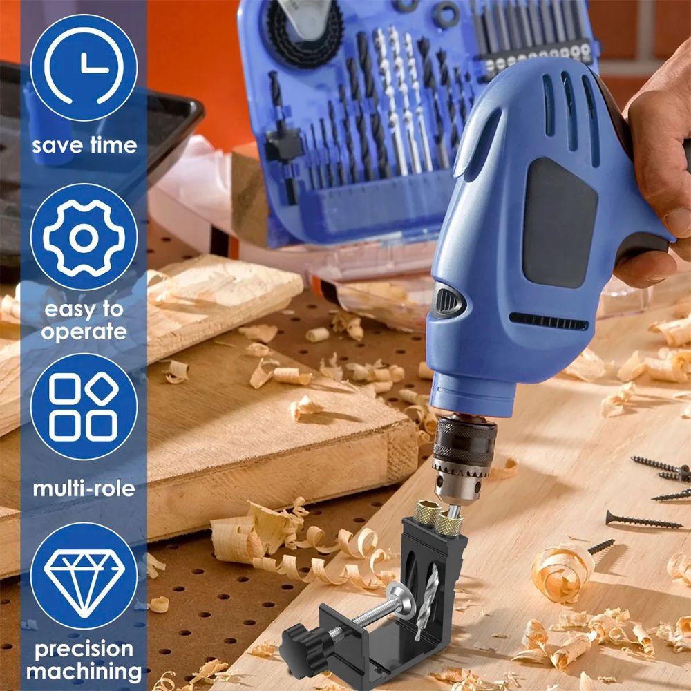 Adjustable Pocket Hole Jig 15 Degree Angle Pocket Dowel Joint Locator Inclined Hole Drill Punch Hole Positioner Woodworking