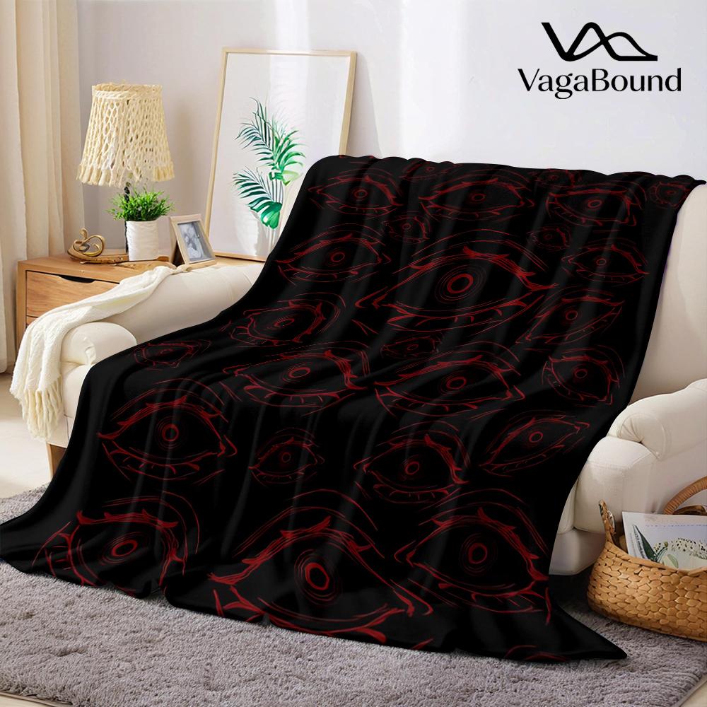Crimson Eyes Pattern Flannel Blanket Warm Soft Halloween Christmas Couch Warm Cozy Decorative Decor Gift for All Season