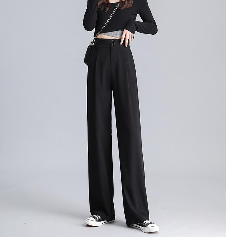 Women's Spring 2025 Straight Leg High Waist Casual Wide Leg Pants