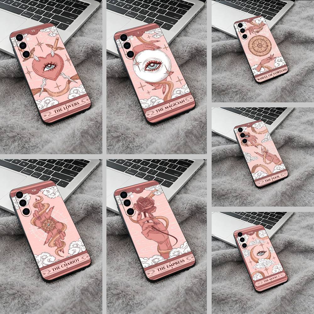 Tarot Aesthetic Phone Case For Samsung Galaxy A73,A71 A72,A70,A53,A52,A51,Soft Silicone Black Cover