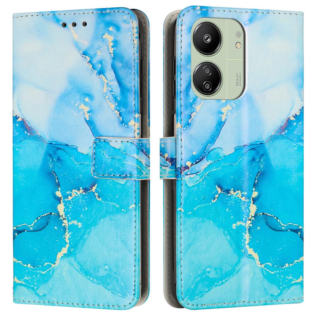 Stand Case for Xiaomi Redmi 13C 5G/13C 4G/Poco C65 4G/Poco M6 5G/Redmi 13R 5G Marble Pattern PU Leather Wallet Phone Cover