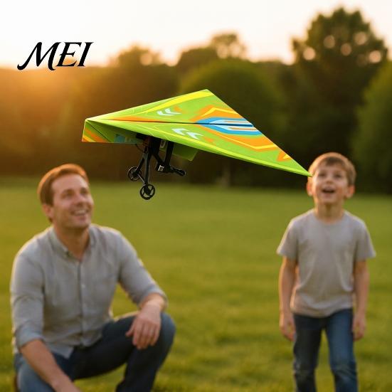 Indoor Outdoor Aircraft Toy Remote Control Paper Airplane Kit, with Gyro Stabilizer, Dual Propellers, DIY Electric 2.4G Glider RC Plane Set,