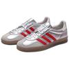adidas Womens Gazelle Indoor 'Silver Metallic Better Scarlet Grey' (women's sizes) Silver Metallic / Better Scarlet / Grey One Skateboard Shoes