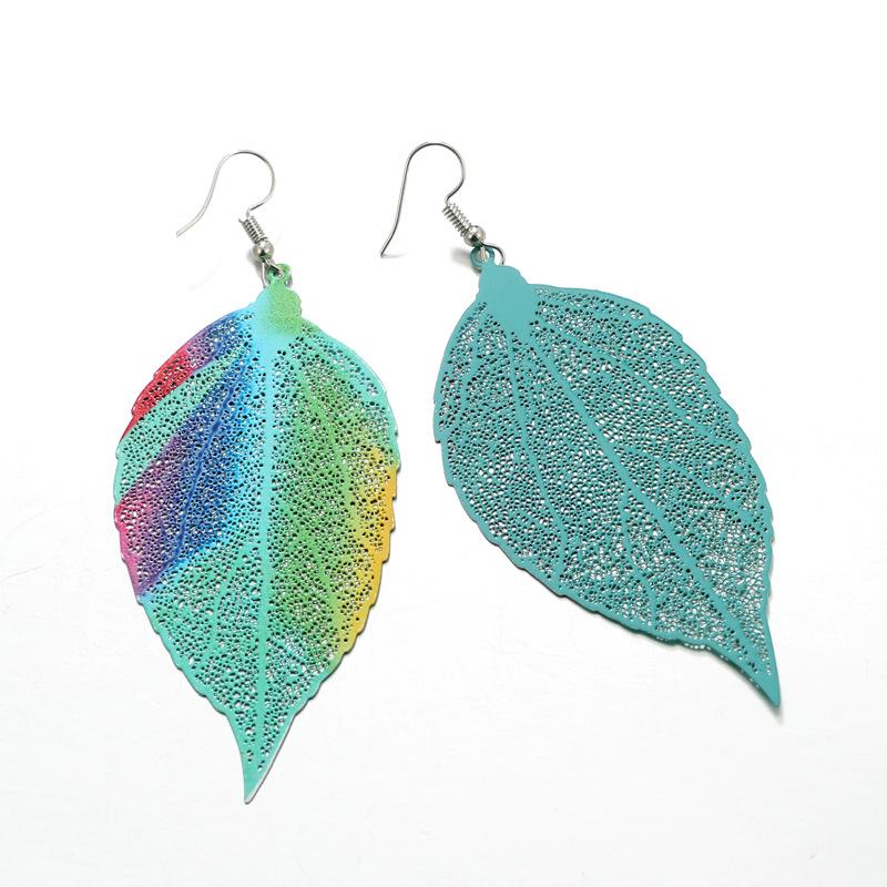 Women Fashion Creative Bohemian Multicolor Leaf Pandant Earrings Gifts